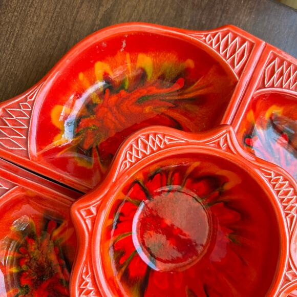 Vintage 1960s California originals 755 759 appetizer chip dip tray orange - Picture 5 of 11